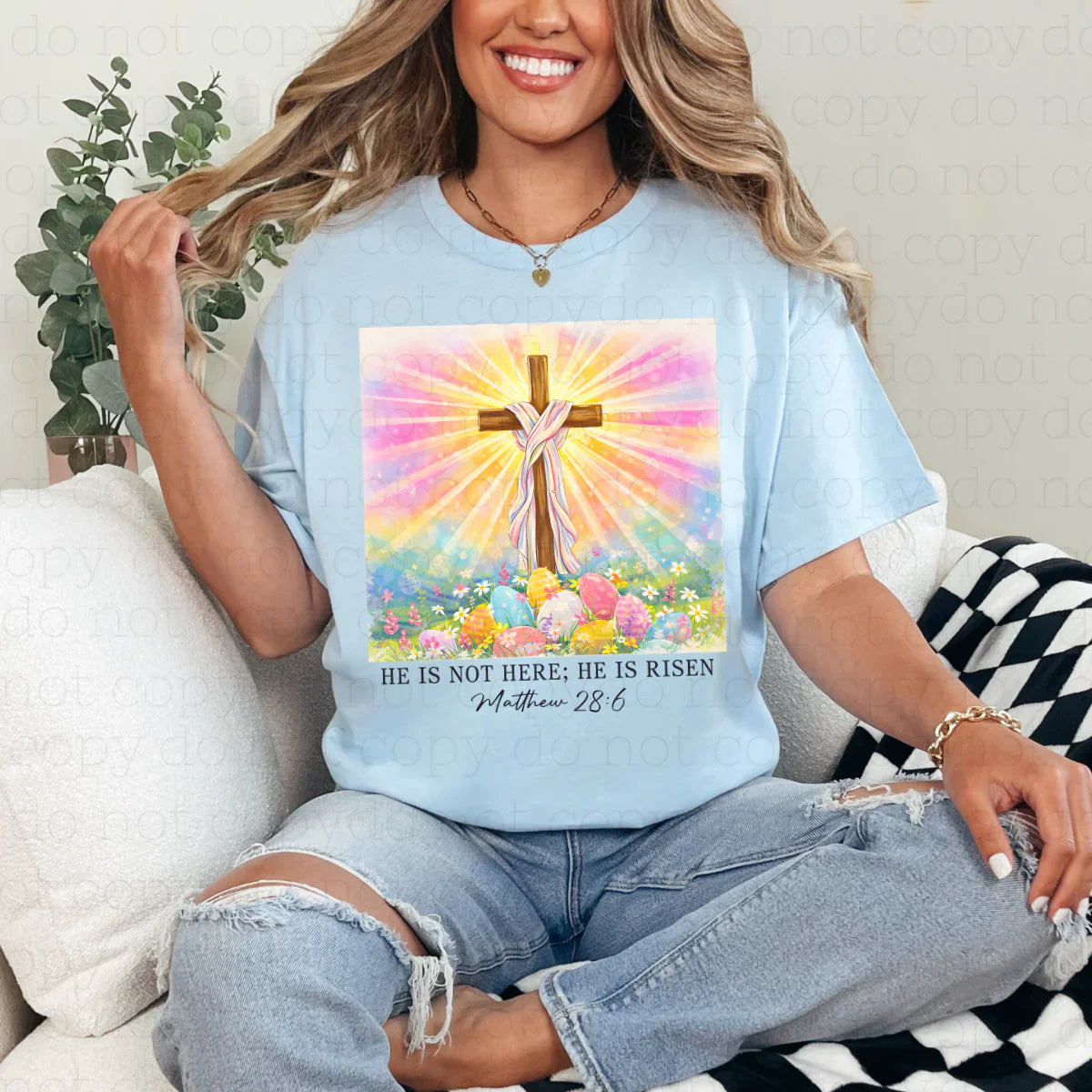 he is not here, he has risen - cross with sunset