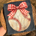 Gingham Baseball Bow