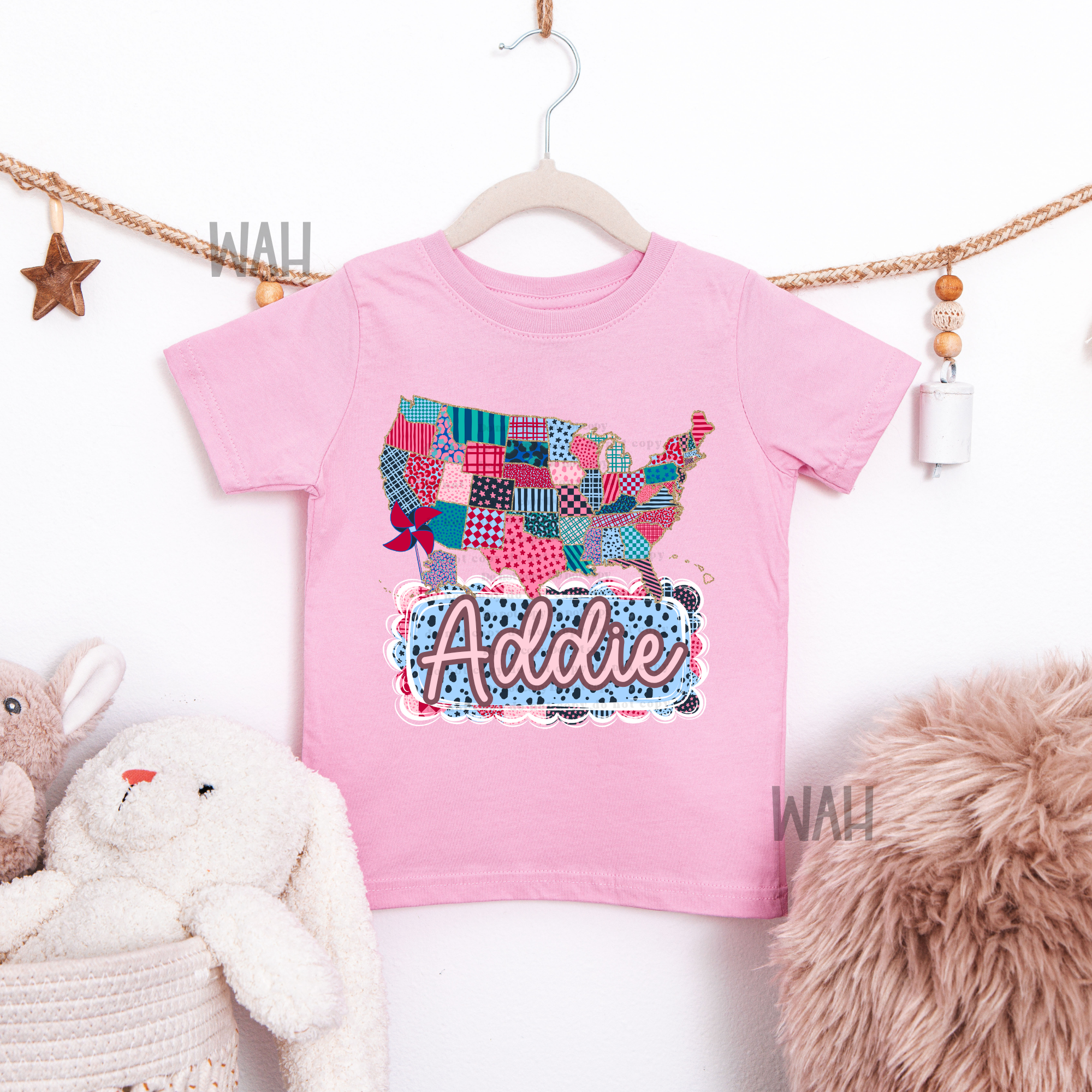Pink map nameplate