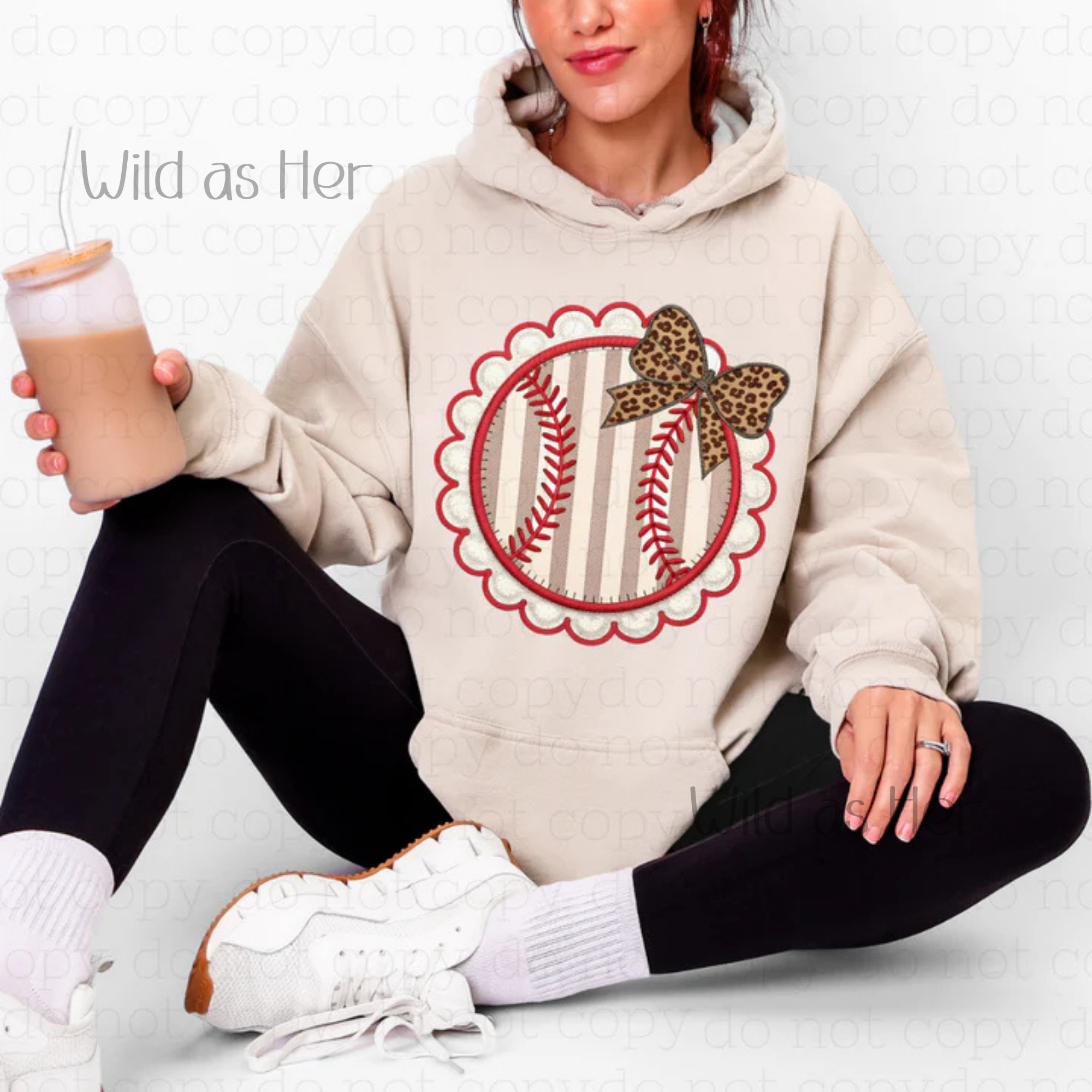 Red Stripe Baseball with leopard bow