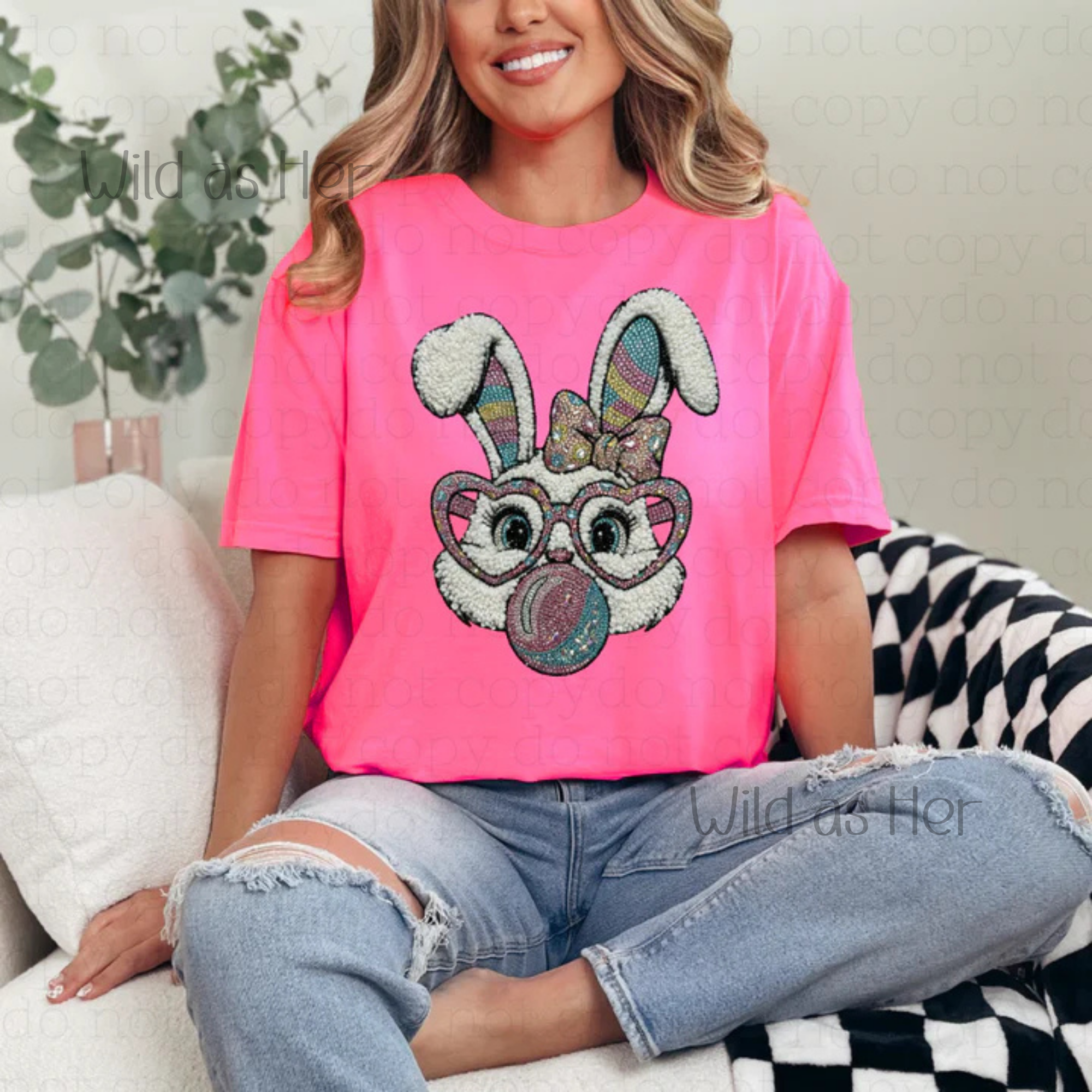Faux Rhinestone Bubble Gum Bunny