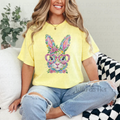 Oil painting, floral bunny with glasses