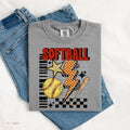Softball Lightning Bolt Checkered
