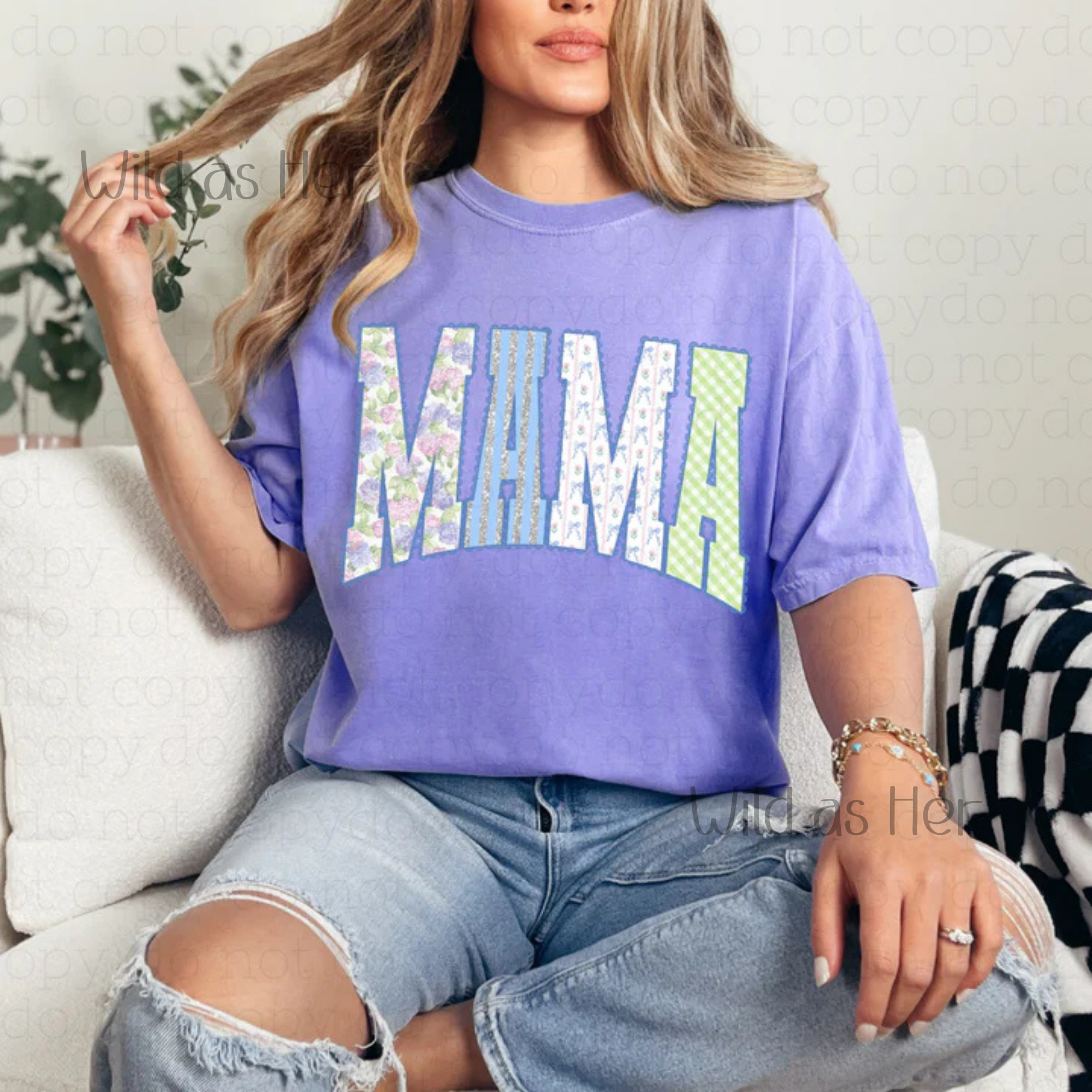 Mama Varsity, Green/Blue Floral